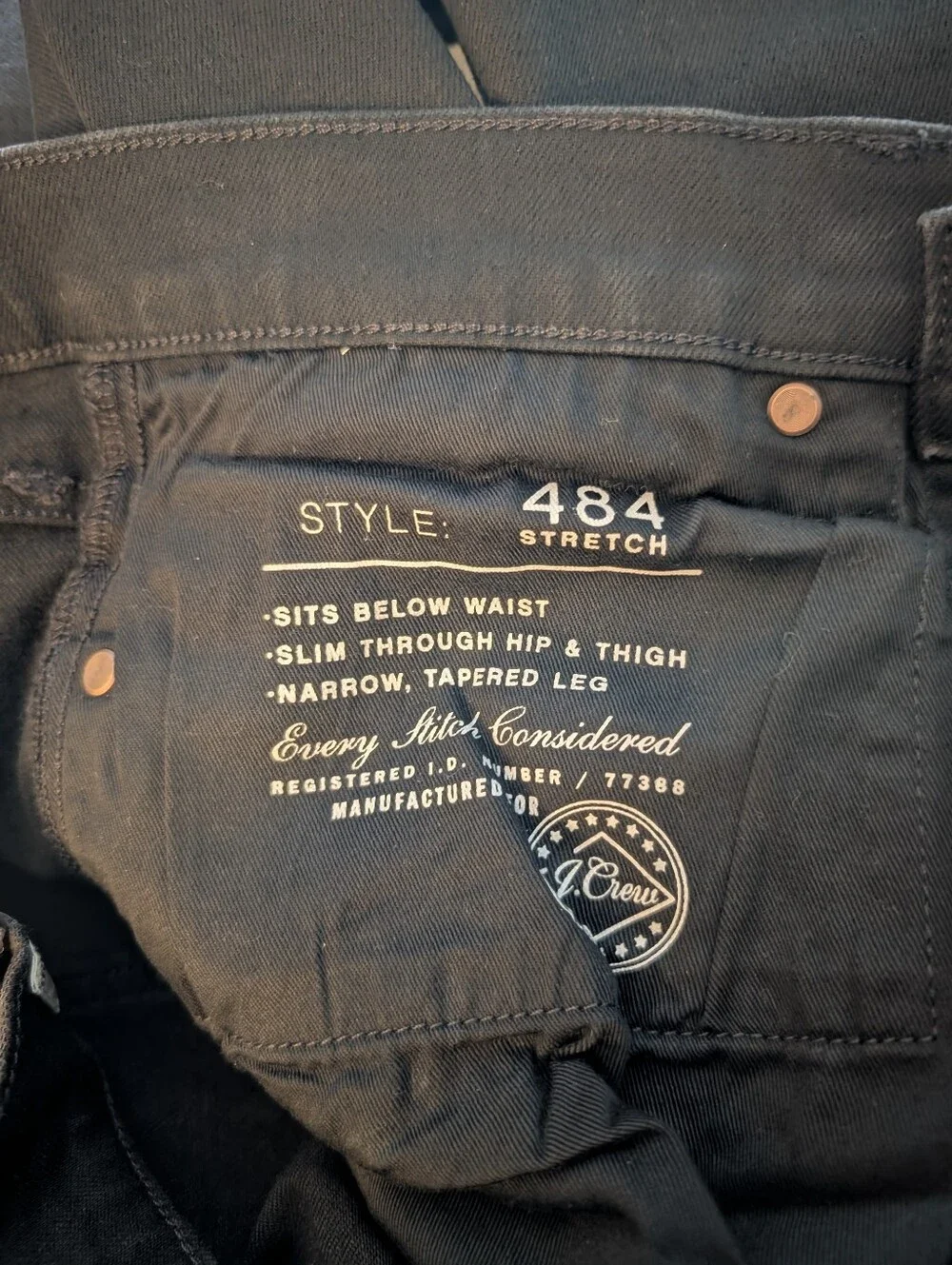 J. Crew 484 Black Jeans Size 33/34